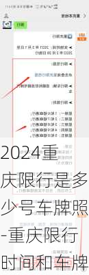 2024重庆限行是多少号车牌照-重庆限行时间和车牌