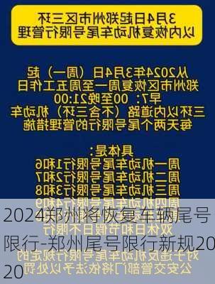 2024郑州将恢复车辆尾号限行-郑州尾号限行新规2020