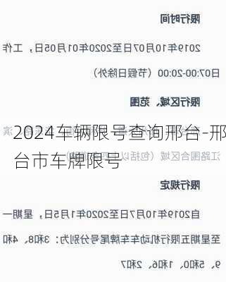 2024车辆限号查询邢台-邢台市车牌限号