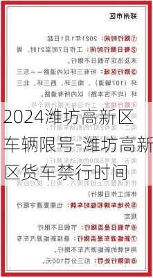 2024潍坊高新区车辆限号-潍坊高新区货车禁行时间