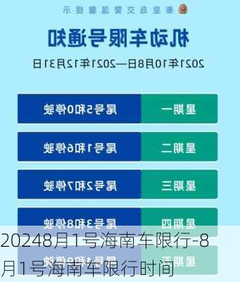 20248月1号海南车限行-8月1号海南车限行时间