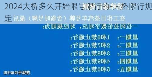 2024大桥多久开始限号限行的-大桥限行规定