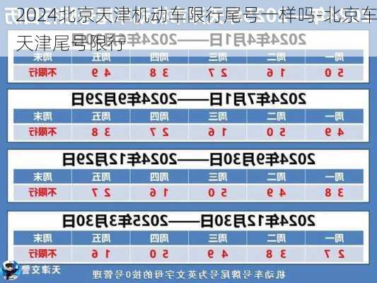 2024北京天津机动车限行尾号一样吗-北京车天津尾号限行