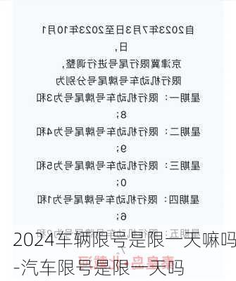 2024车辆限号是限一天嘛吗-汽车限号是限一天吗