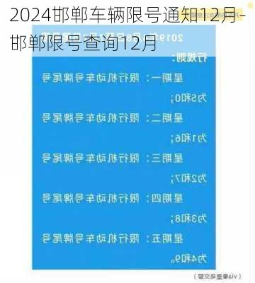 2024邯郸车辆限号通知12月-邯郸限号查询12月