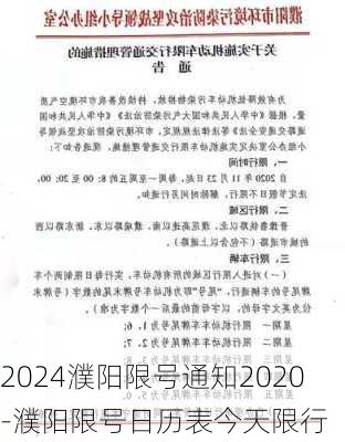 2024濮阳限号通知2020-濮阳限号日历表今天限行