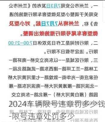 2024车辆限号违章罚多少钱-限号违章处罚多少